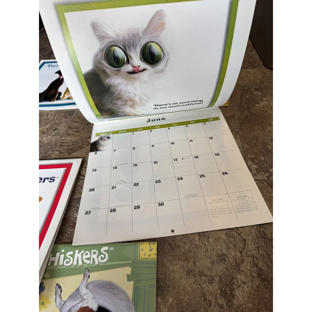 Vintage NEW Twisted Whiskers Calendar Lot 2004 2007‎ DateWorks Funny Cats Dogs